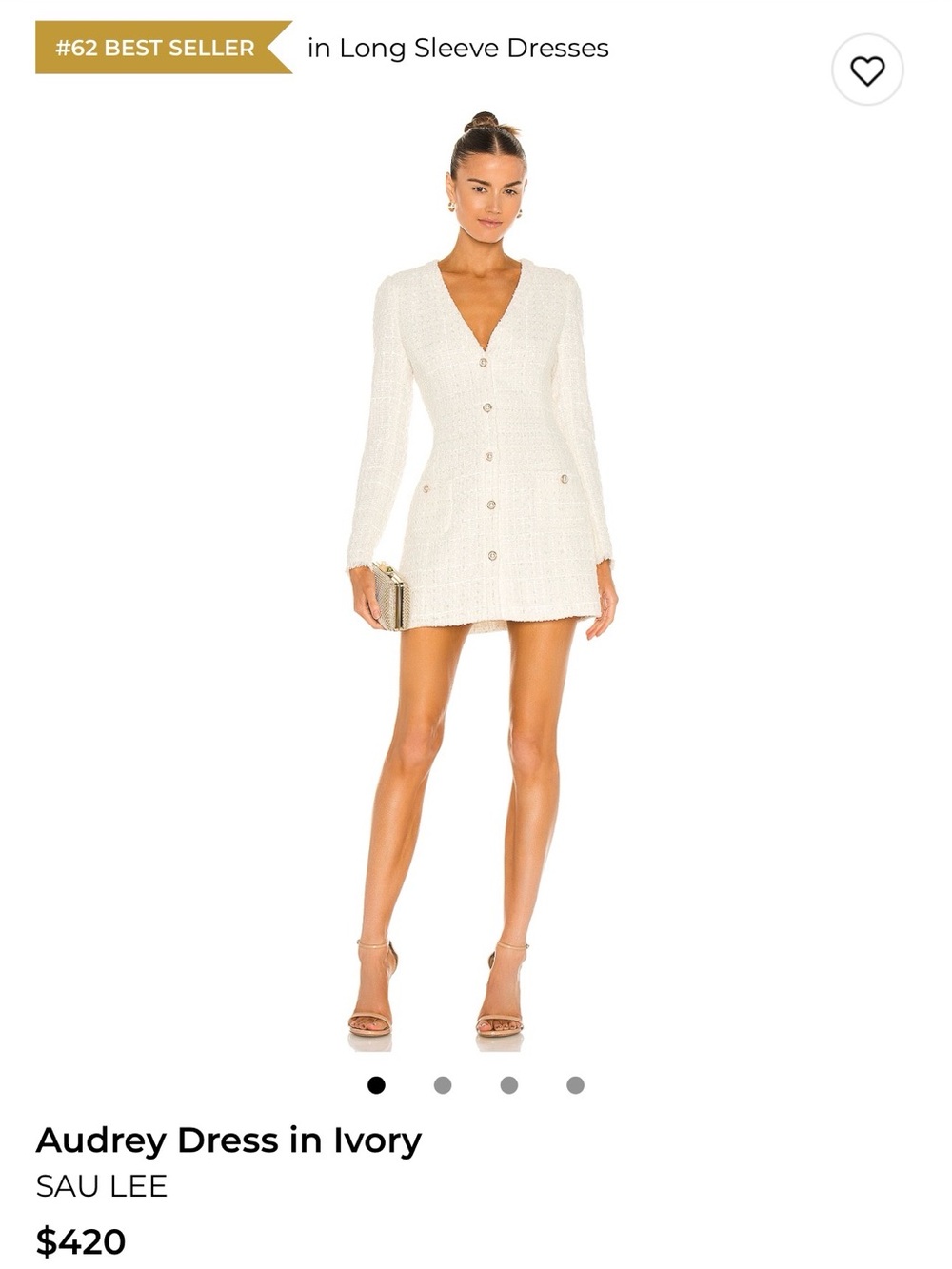 REVOLVE Ivory V-Neck Button Front Mini Dress